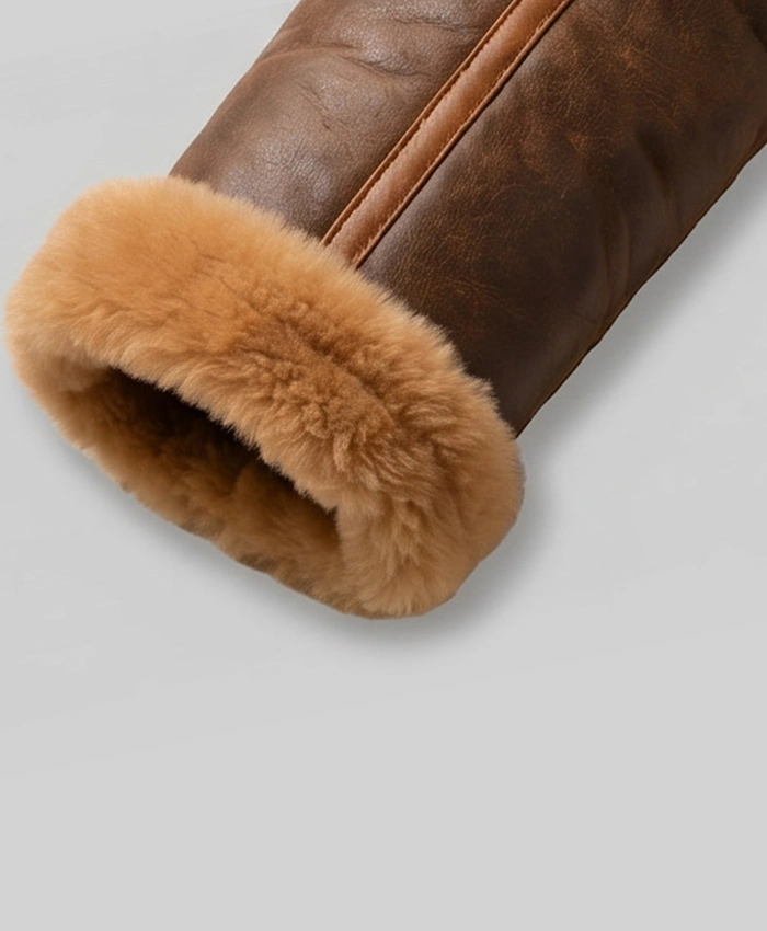 B3 Shearling Leather Brown Jacket Mens