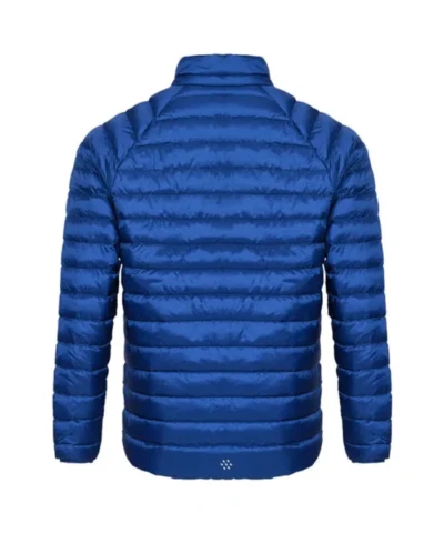 Blue Quilted Zip-Up Jacket For Mens