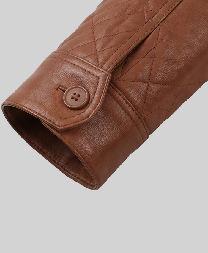 Brown Cropped Leather Jacket For Women
