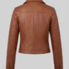 Brown Cropped Leather Jacket For Womens