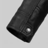 Close Up Buttoned Cuff Men Black and Maroon Leather Jacket