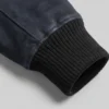 Close Up Rib Knit Cuff Mens Dark Blue Bomber Suede Jacket