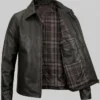 Men Slim Fit Turn Down Black Jacket Front 34 Angle View