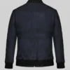 Mens Dark Blue Bomber Suede Jacket Back View