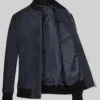 Mens Dark Blue Bomber Suede Jacket Front 3/4 Angle View