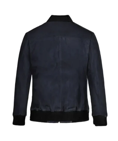 Men’s Dark Blue Bomber Suede Jacket
