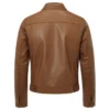 Slim Fit Shirt Collar Brown Zip-Up Leather Jacket For Men's