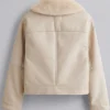 Shearling Off White Leather Jacket For Women