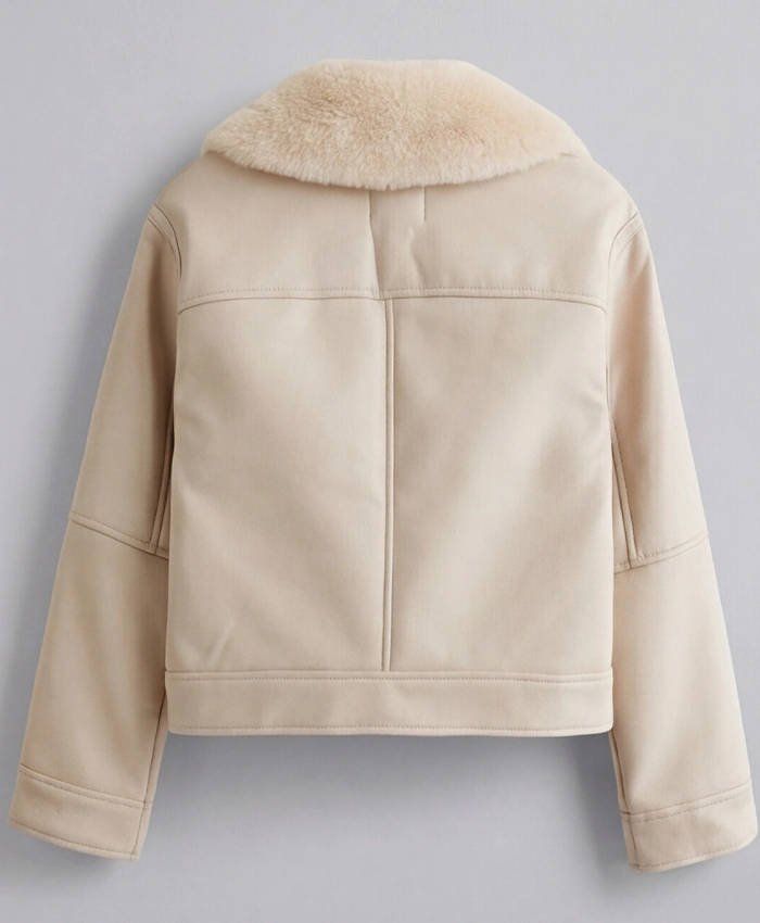 Shearling Off White Leather Jacket For Women