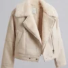 Shearling Off White Leather Jacket For Womens