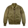 Mens Olive Zip-Up Bomber Jacket