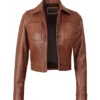 Women’s Brown Cropped Leather Jacket