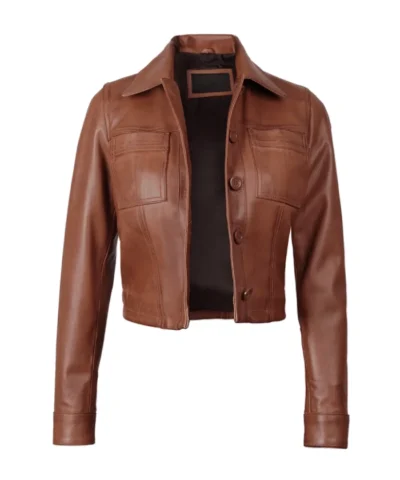 Women’s Brown Cropped Leather Jacket