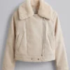 Womens Shearling Off White Leather Jacket