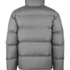 Mens Grey Puffer Hooded Zip-Up Jacket