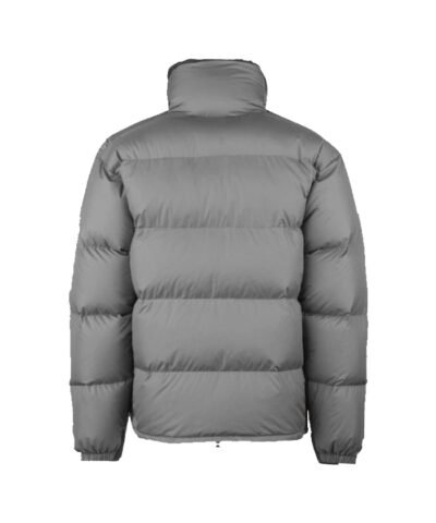 Mens Grey Puffer Hooded Zip-Up Jacket