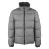 Grey Zipper Puffer Hooded Jacket For Mens