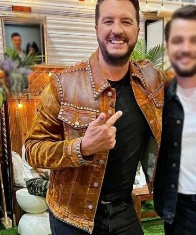 American Idol Luke Bryan Singer Brown Studded Jacket