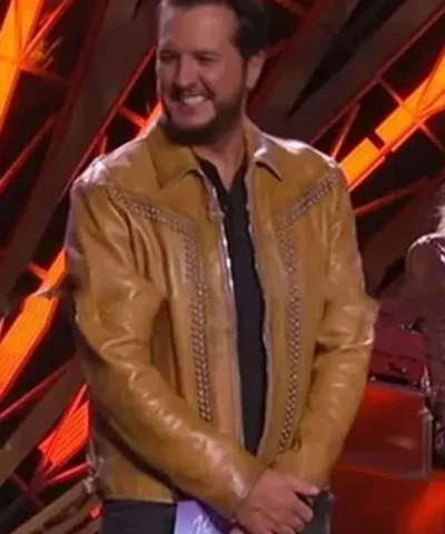 American Idol S023 Luke Bryan Brown Leather Jacket