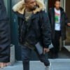 American Rapper Kanye West Fur Hooded Bomber Jacket