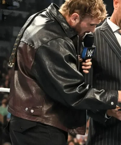 American Wrestler Logan Paul RAW Black And Maroon Leather Jacket