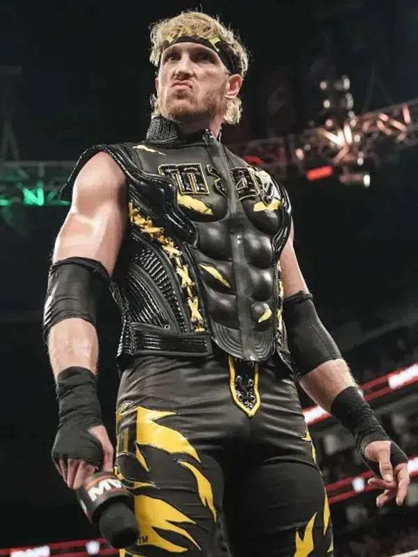 American Wrestler Logan Paul WWE Monday Night RAW 2025 Leather Vest