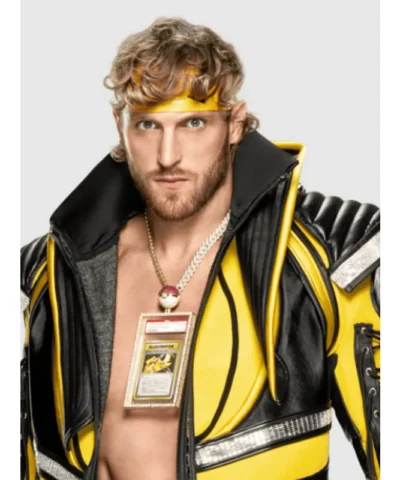 American Wrestler Logan Paul WrestleMania 38 Black and Yellow Hooded Leather Jacket