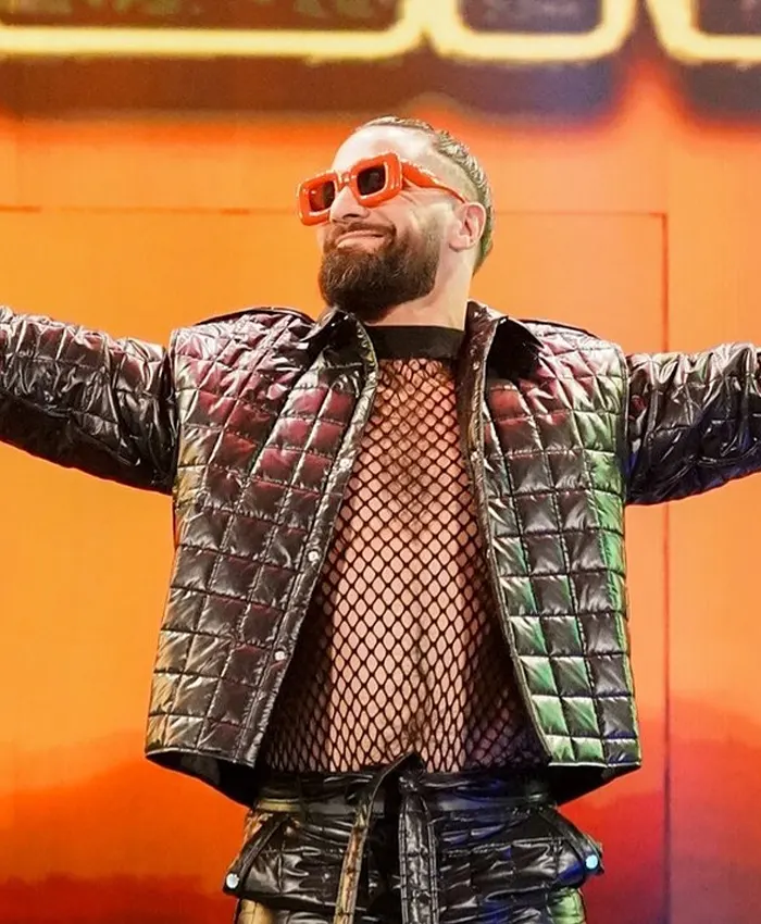 American Wrestler Seth Rollins 2023 WWE Raw Black Quilted Puffer Jacket