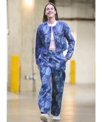 Atlanta Dream v Indiana Fever Caitlin Clark Blue Floral Denim Jacket with Pants