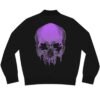 Black Bomber Jacket with Purple Wicked Skull Printed on back