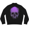Black Bomber Jacket with Purple Wicked Skull Printed on back