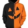 Black and Orange Pumpkin Head Hoodie