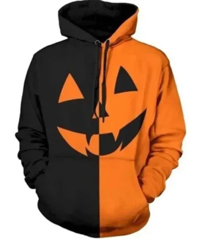 Black and Orange Pumpkin Head Hoodie