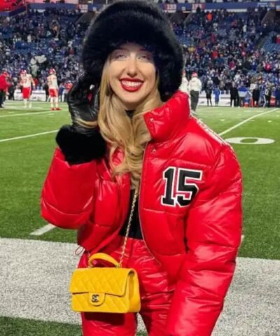 Brittany Mahomes Red Puffer Jacket