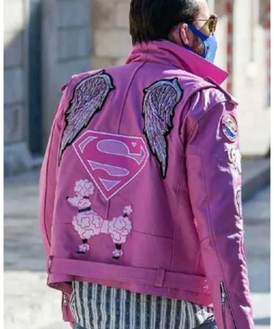 Nicolas Cage Pink Motorcycle Leather Jacket