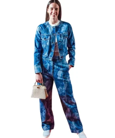 Caitlin Clark Blue Floral Denim Suit