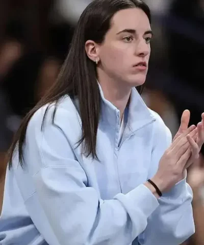 Caitlin Clark Indiana Fever v Atlanta Dream Blue Cropped Jacket