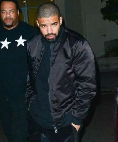 Canadian Rapper Drake Black Satin Bomber Jacket