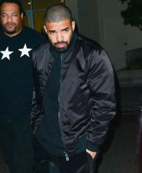 Canadian Rapper Drake Black Satin Bomber Jacket