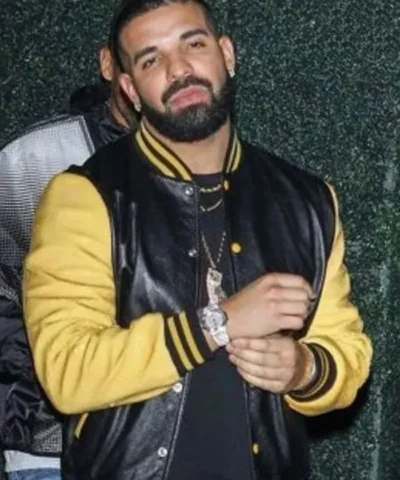 Canadian Rapper Drake Yellow and Black Varsity Jacket