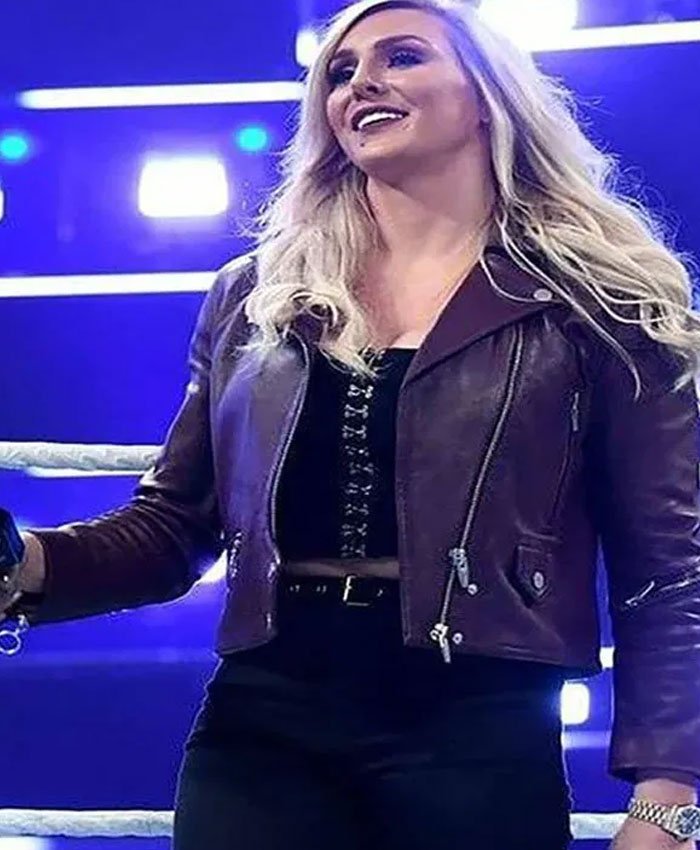Charlotte Flair Maroon Leather Biker Jacket
