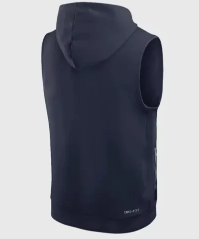 Navy Blue Sleeveless Chicago Bears Pullover Hoodie for Men and Women