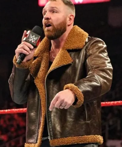 Dean Ambrose Brown Shearling Leather Jacket