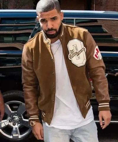 Drake Brown Suede Leather Varsity Jacket