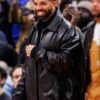 Drake NBA Raptors VS Warriors Game Black Leather Bomber Jacket