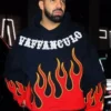 Canadian Rapper Drake Vaffanculo Flame Black Printed Hoodie