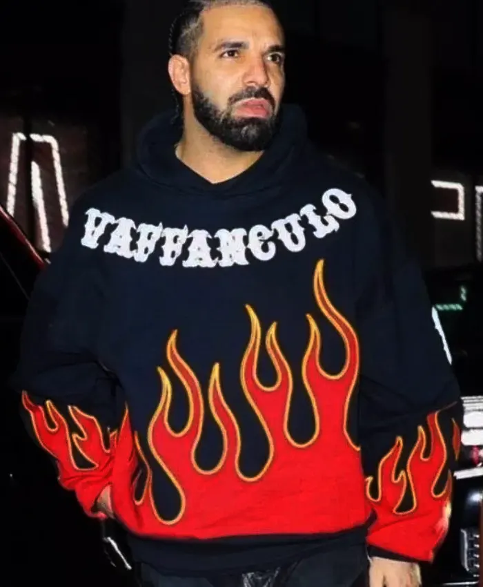 Canadian Rapper Drake Vaffanculo Flame Black Printed Hoodie