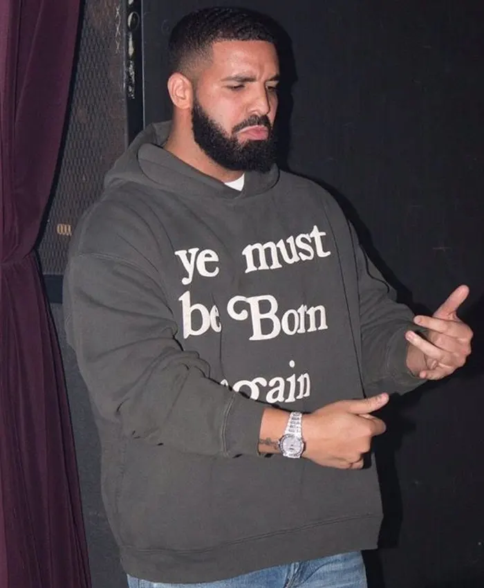 Canadian Rapper Drake Ye Must Be Born Again Grey Pullover Hoodie