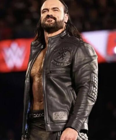 Drew McIntyre Scottish Wrestler Quilted Black Leather Jacket