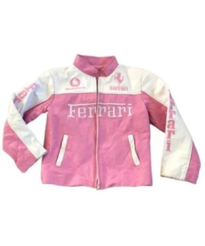 Ferrari Pink and White Leather Jacket